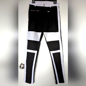 Black White Skinny Jegging Pants Stretchy